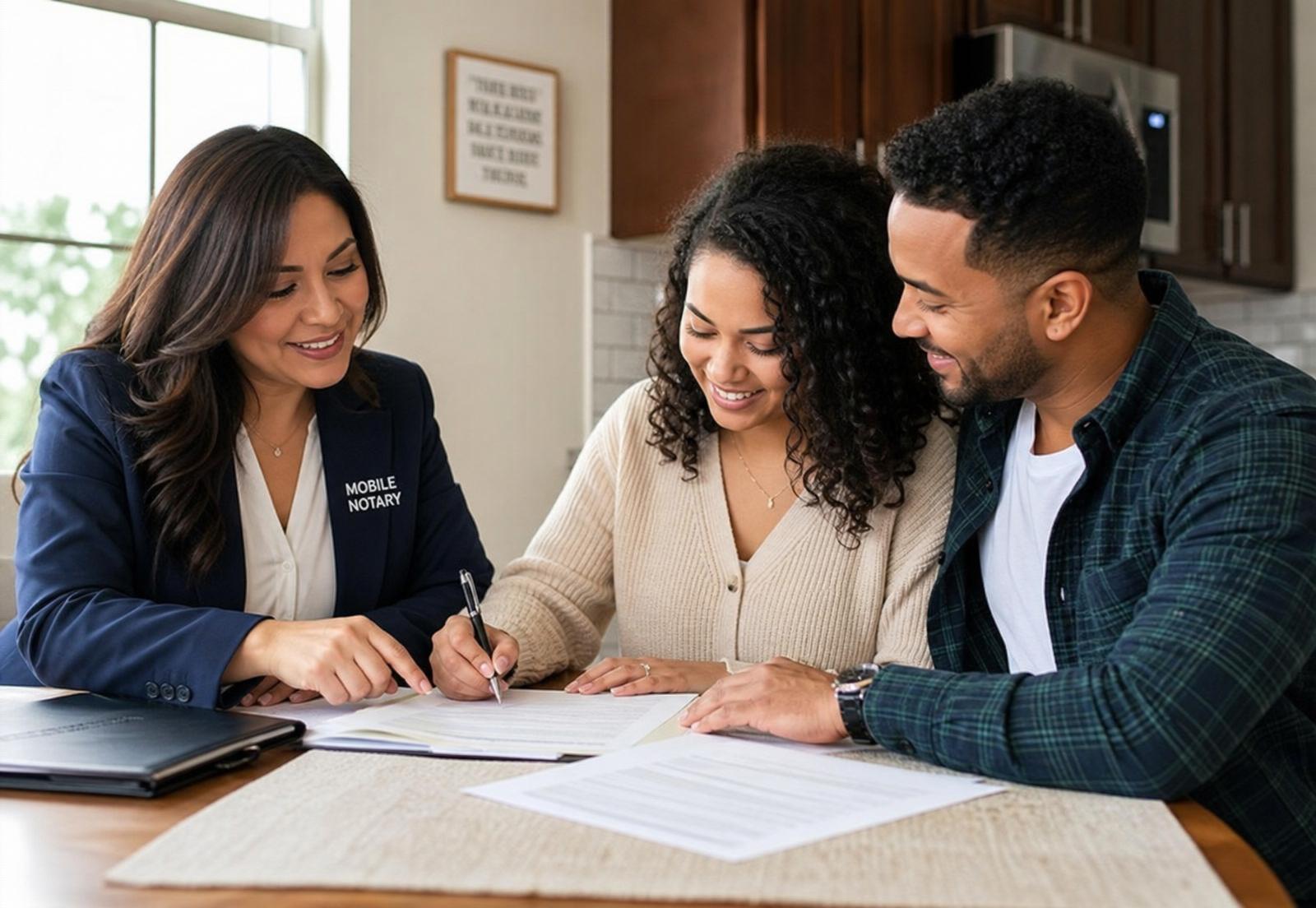 Mobile notary meeting clients at home