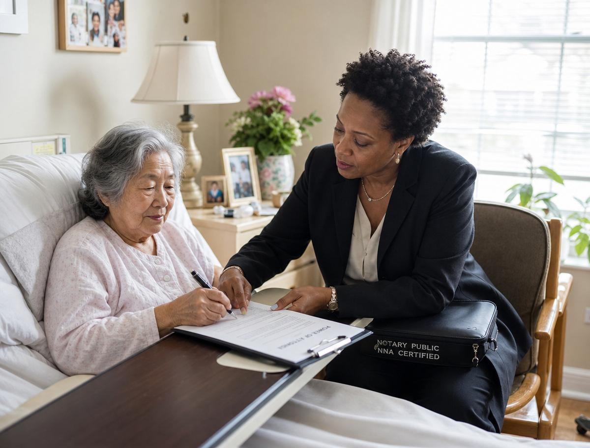 Notary meeting with seniors in their home